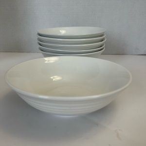 Sonoma White Embossed Rings Soup Cereal Bowls